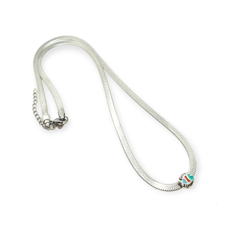 necklace steel silver snakechain with silver fish2